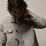 Cotton Linen Twill Trucker Jacket in Fog Pigment | James Perse Los Angeles