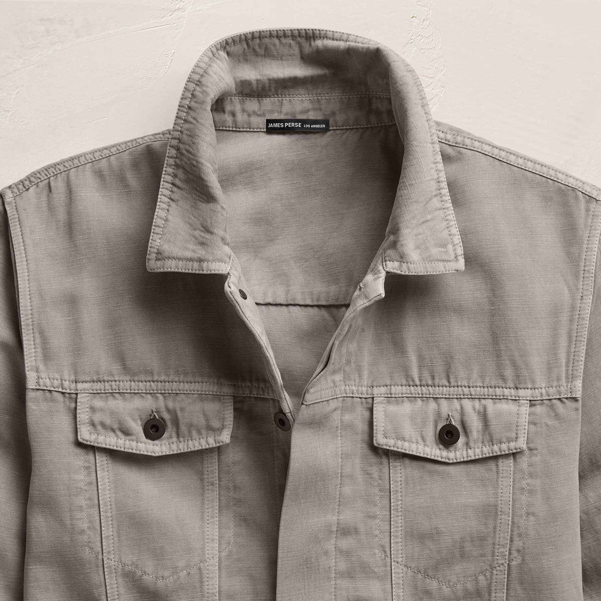 Cotton Linen Twill Trucker Jacket in Fog Pigment | James Perse Los Angeles