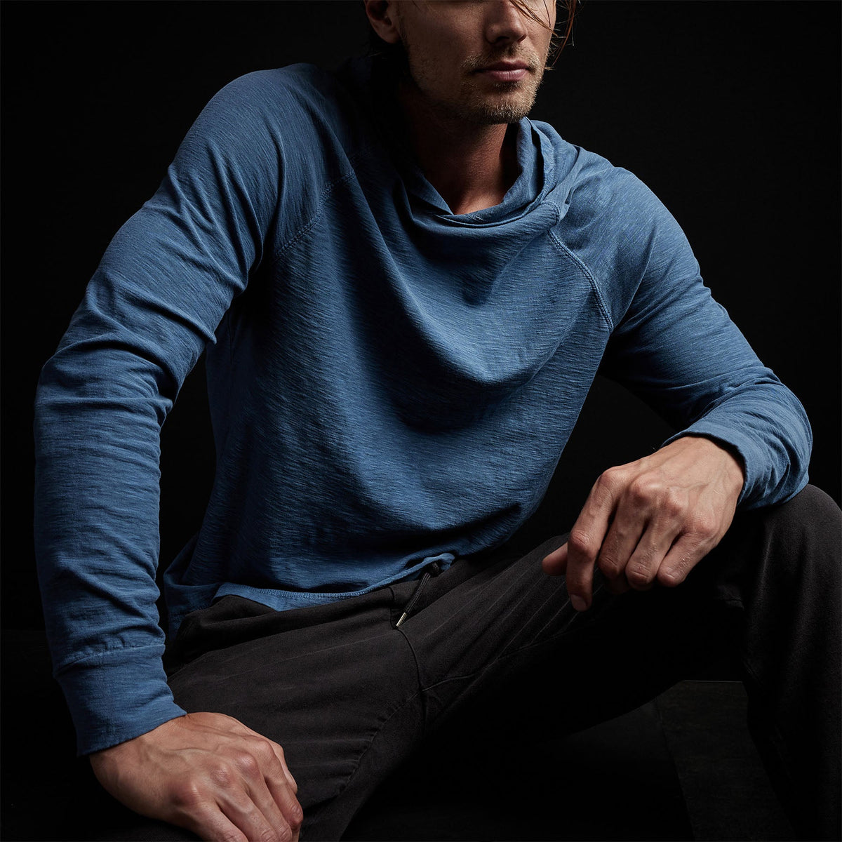 Inside Out Raglan Hoody in Lake Pigment | James Perse Los Angeles