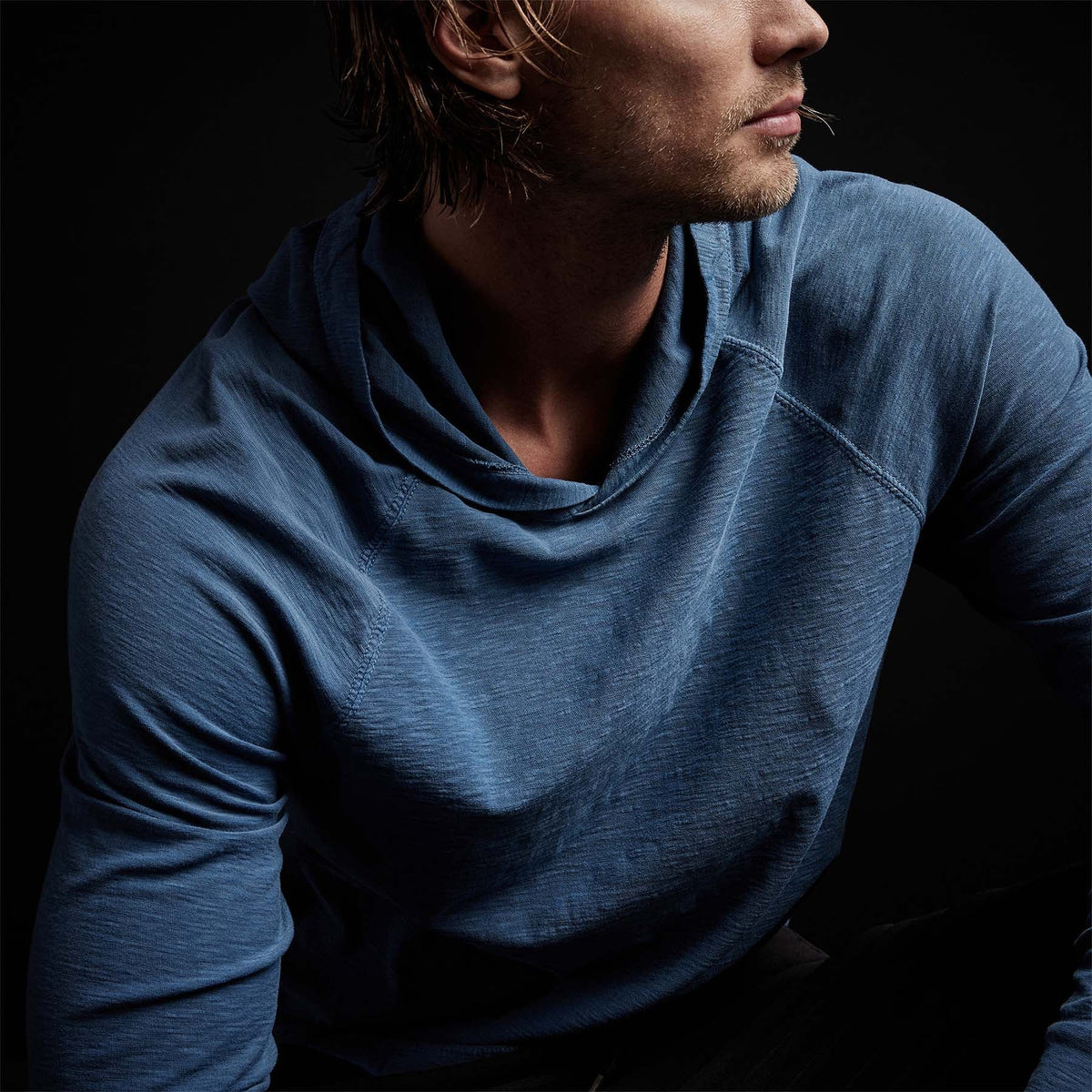 Inside Out Raglan Hoody in Lake Pigment | James Perse Los Angeles