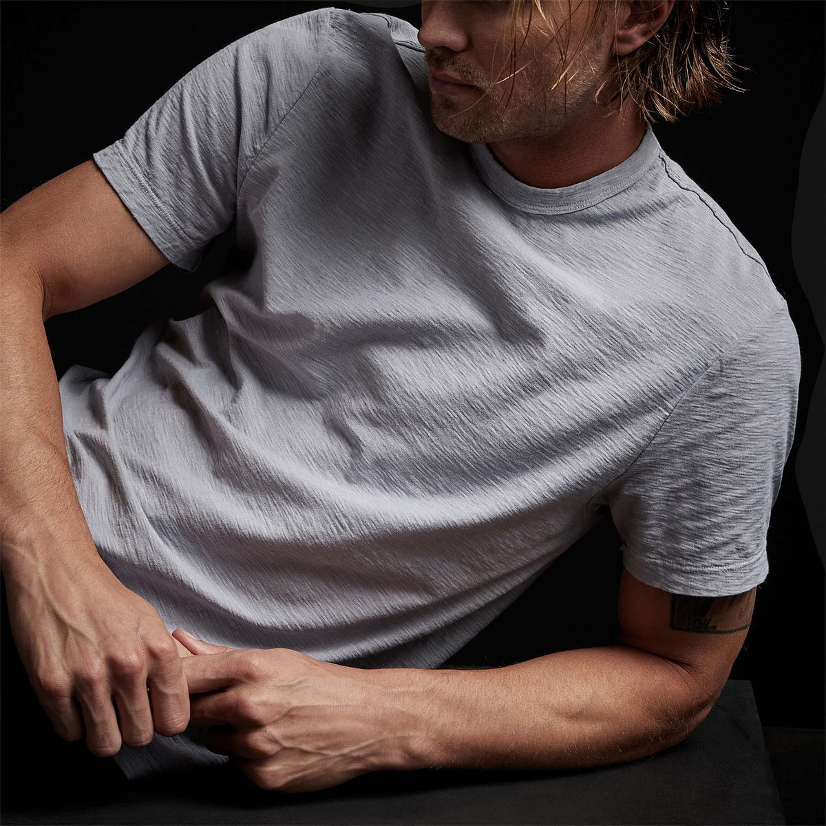Inside Out Short Sleeve Crew in Blue Fog Pigment | James Perse Los Angeles