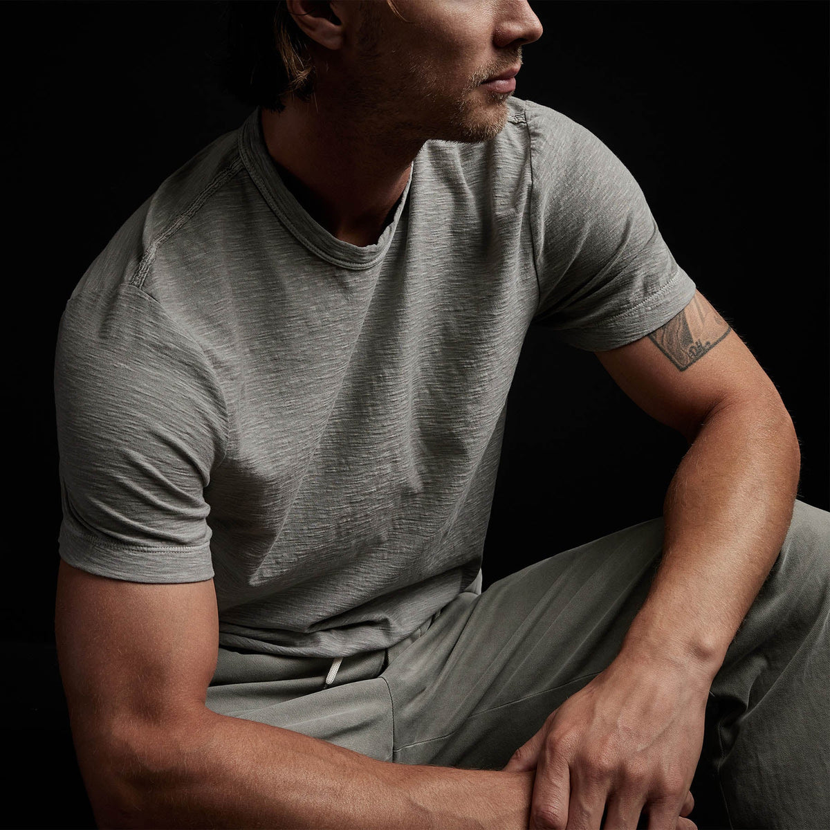 Inside Out Short Sleeve Crew in Concrete Pigment | James Perse Los Angeles