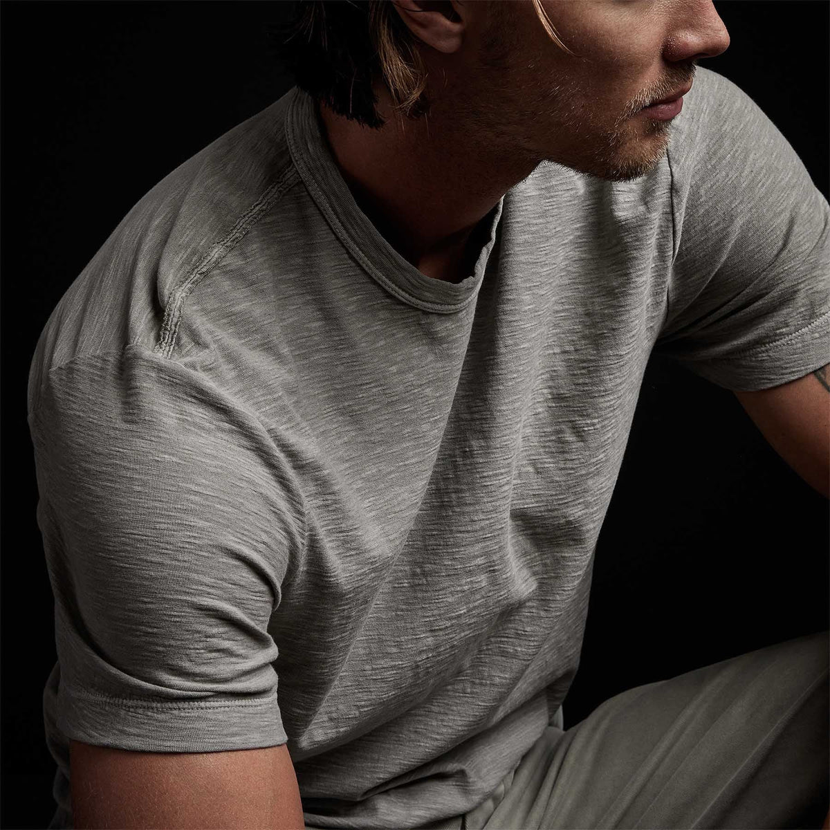 Inside Out Short Sleeve Crew in Concrete Pigment | James Perse Los Angeles