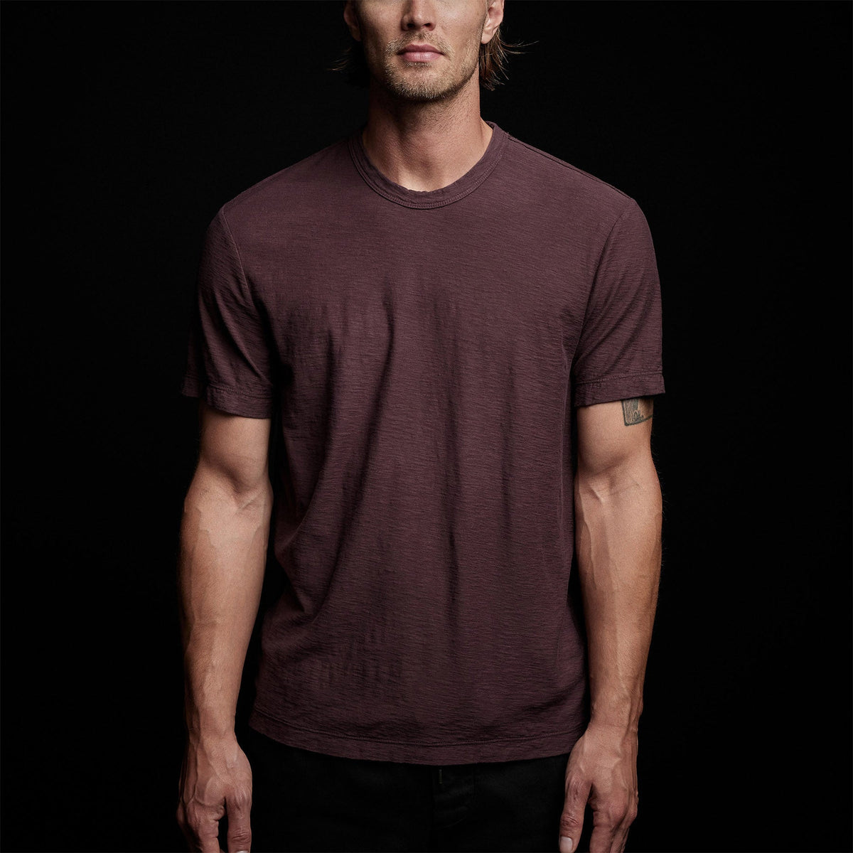 Inside Out Short Sleeve Crew in Dahlia | James Perse Los Angeles