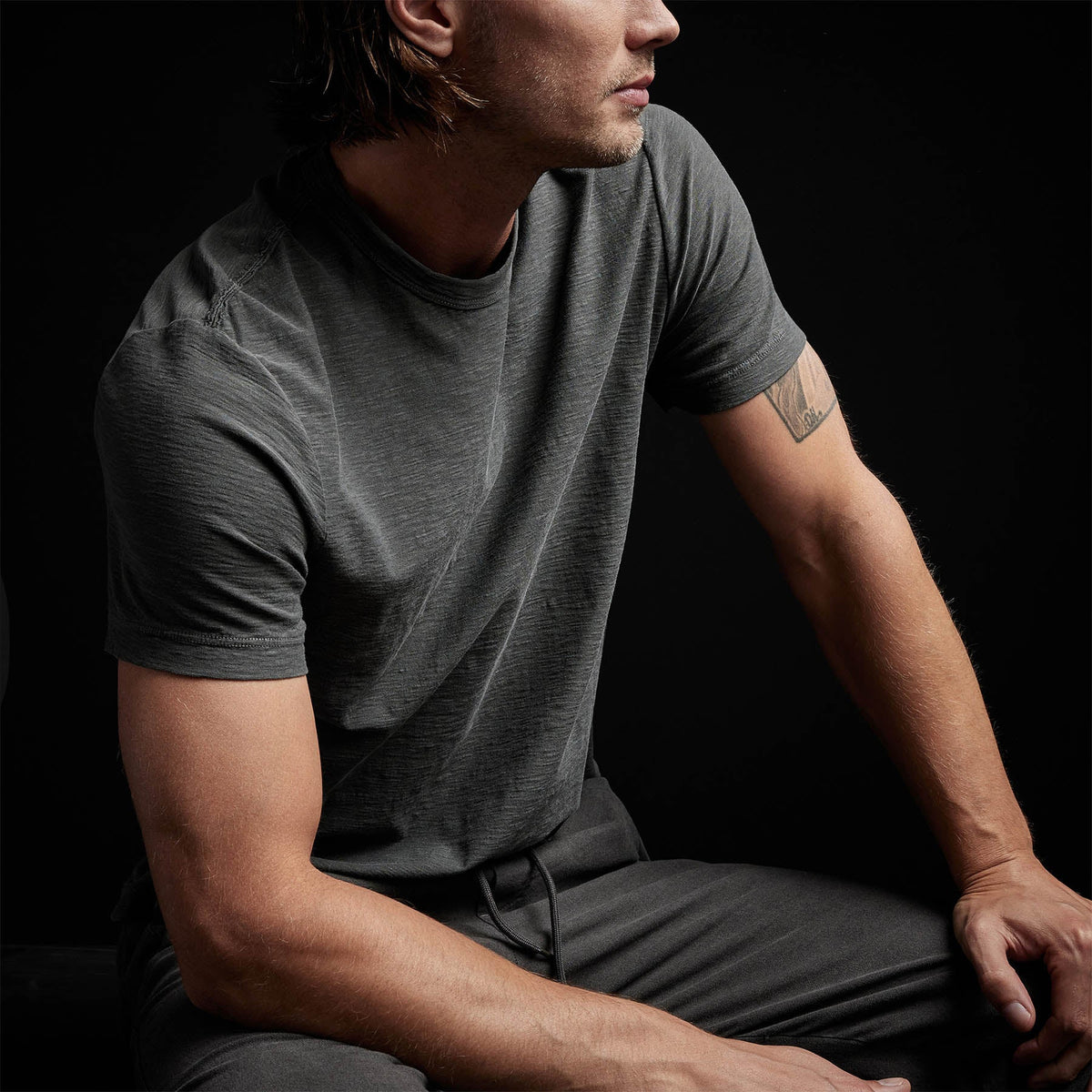 Inside Out Short Sleeve Crew in Fin Pigment | James Perse Los Angeles