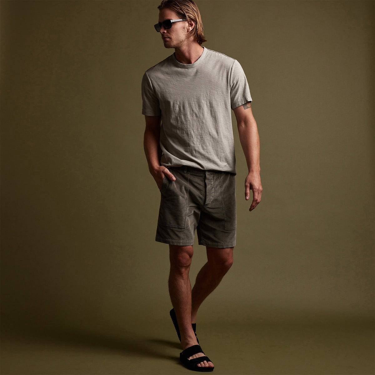 Reverse Slub Jersey Short Sleeve Crew in Silt Pigment | James Perse Los Angeles