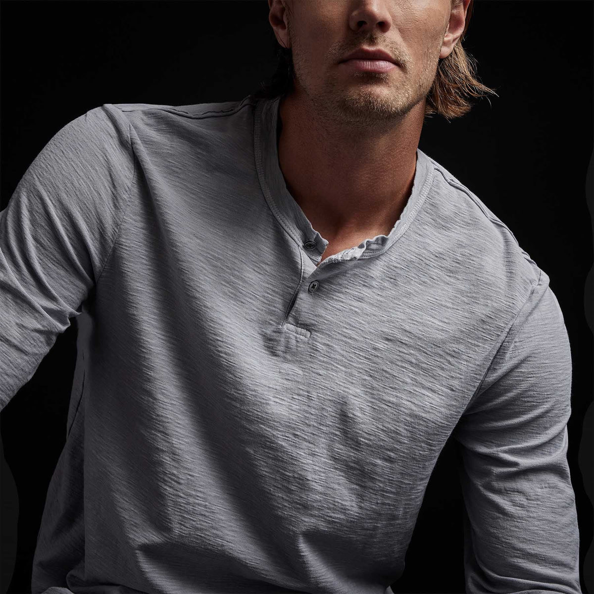 Inside Out Henley in Blue Fog Pigment | James Perse Los Angeles