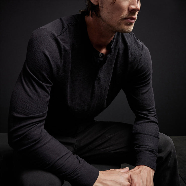 Inside Out Henley in Black | James Perse Los Angeles