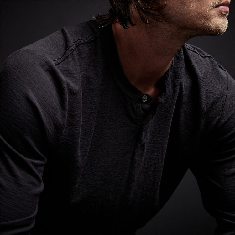 Inside Out Henley in Black | James Perse Los Angeles