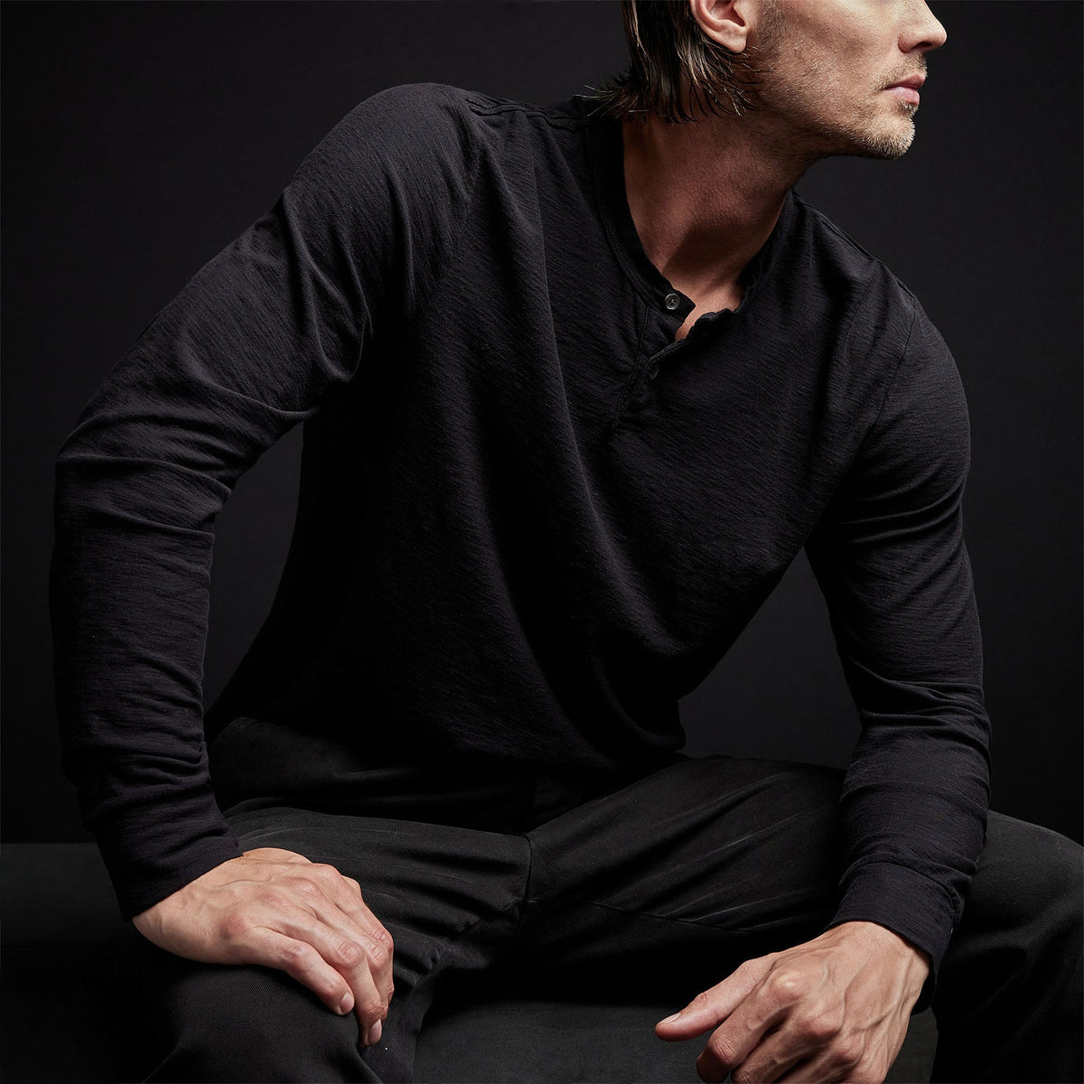 Inside Out Henley in Black | James Perse Los Angeles