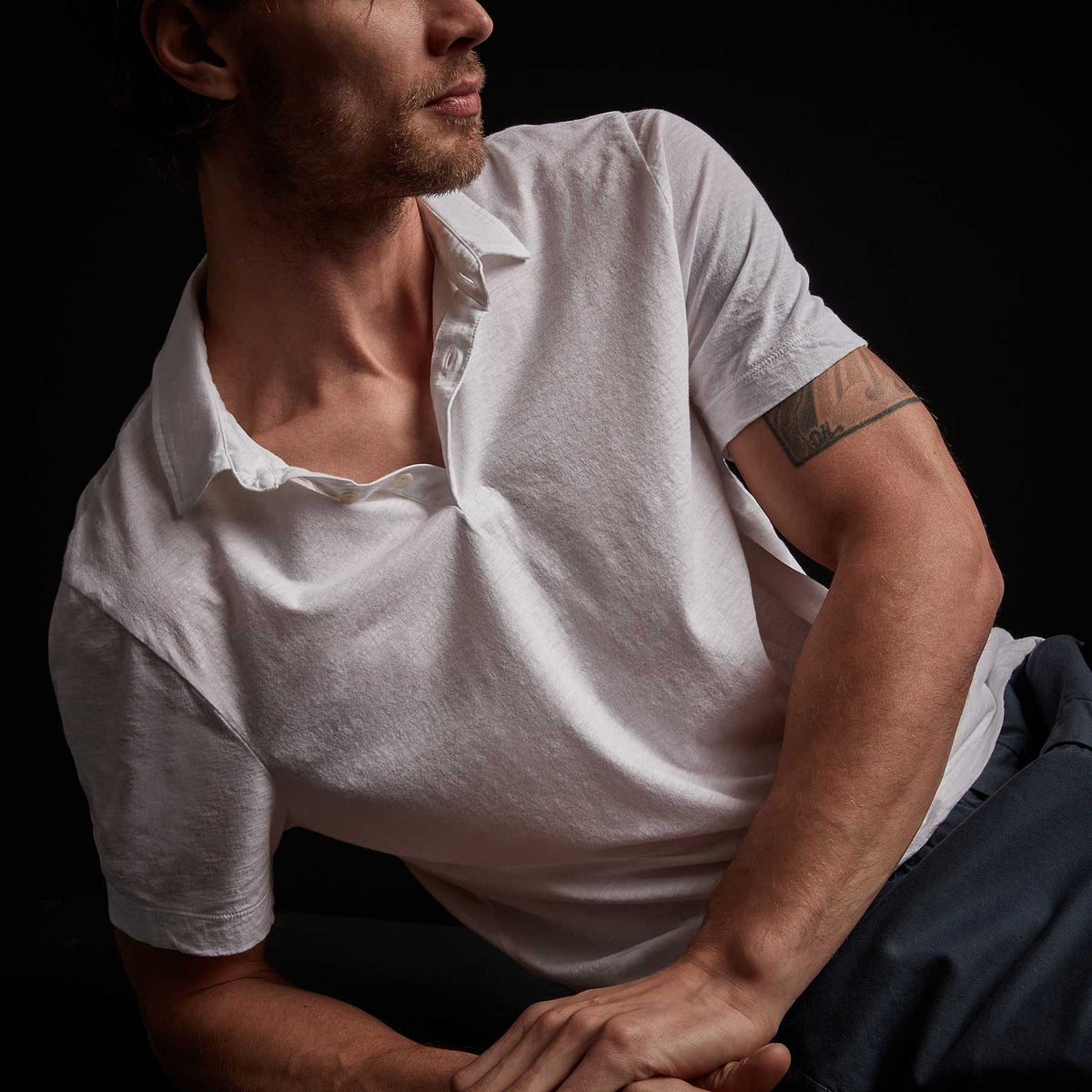 Recycled Lotus Jersey Polo - White | James Perse Los Angeles