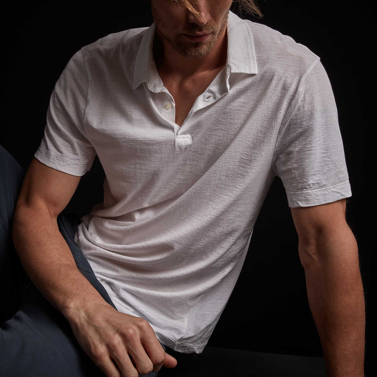 Recycled Lotus Jersey Polo - White | James Perse Los Angeles