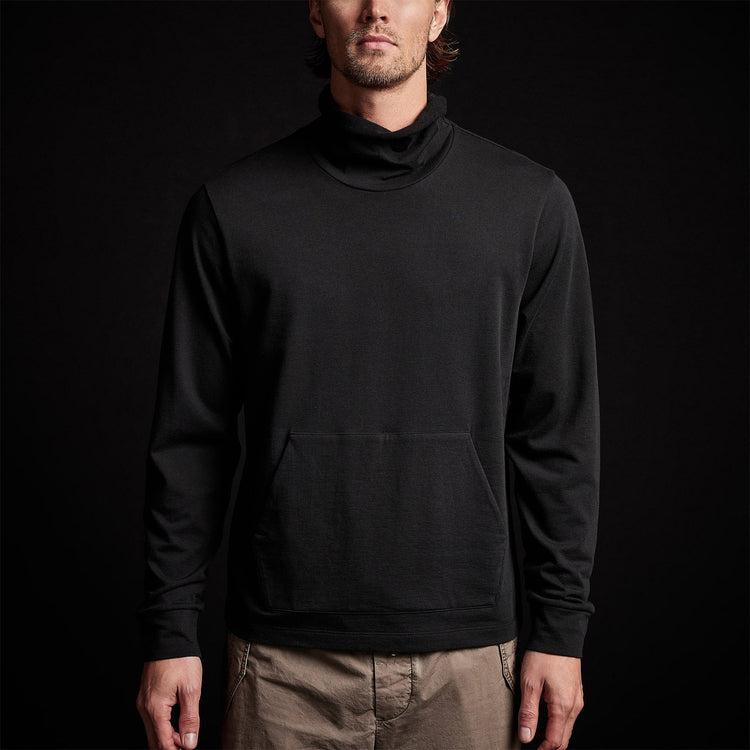 French Terry Funnel Neck in Black | James Perse Los Angeles 