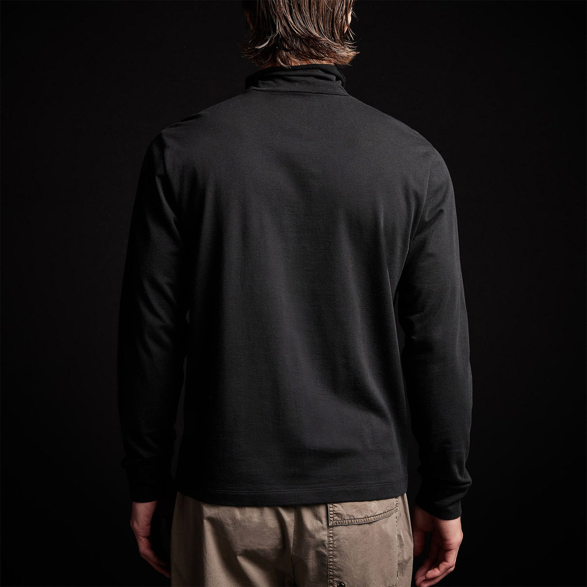French Terry Funnel Neck in Black | James Perse Los Angeles 