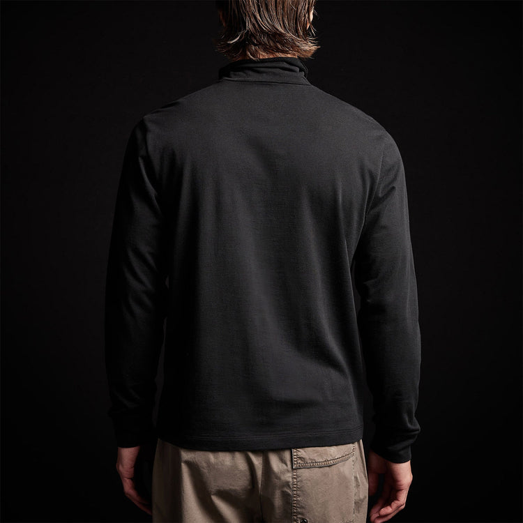 French Terry Funnel Neck in Black | James Perse Los Angeles 