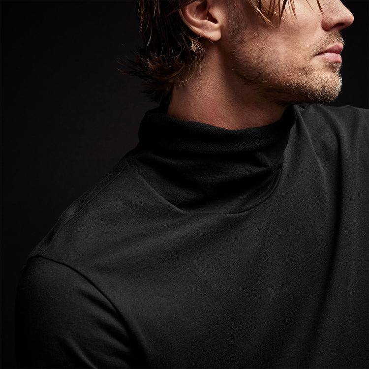 French Terry Funnel Neck in Black | James Perse Los Angeles 