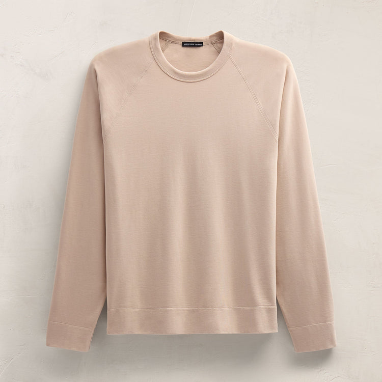 Heavy Organic Sueded Jersey Sweat Shirt in Stone | James Perse Los Angeles FLAT