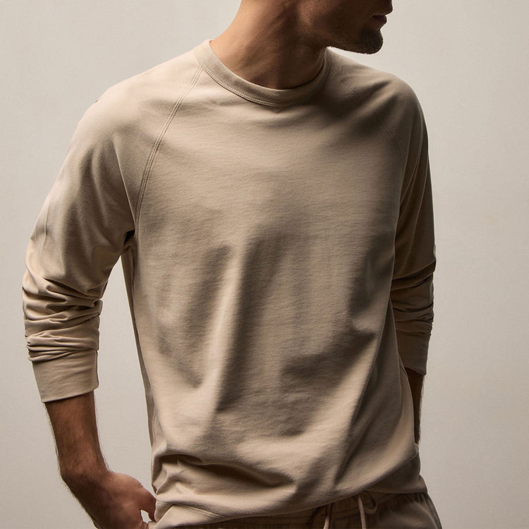 Heavy Organic Sueded Jersey Sweat Shirt in Stone | James Perse Los Angeles