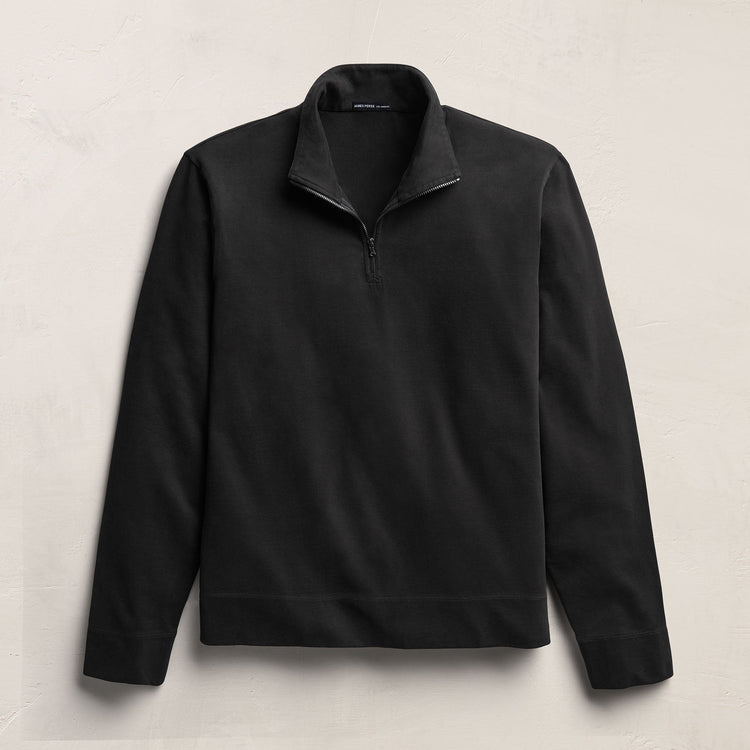 Organic Sueded Jersey Half Zip in Black | James Perse Los Angeles