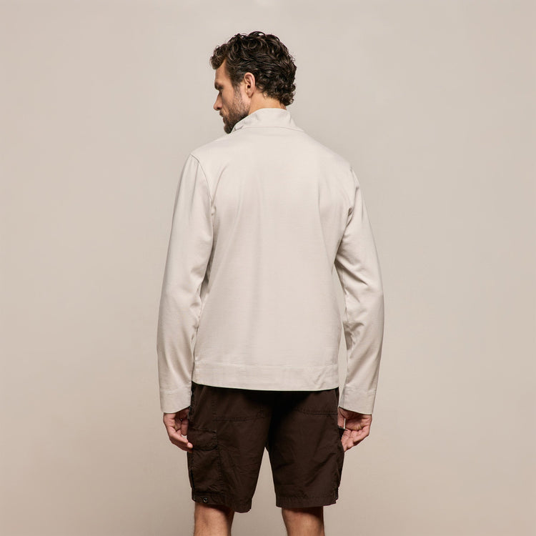 Organic Sueded Jersey Half Zip in Pearl | James Perse Los Angeles