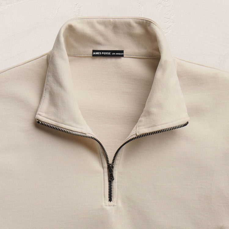 Organic Sueded Jersey Half Zip in Pearl | James Perse Los Angeles