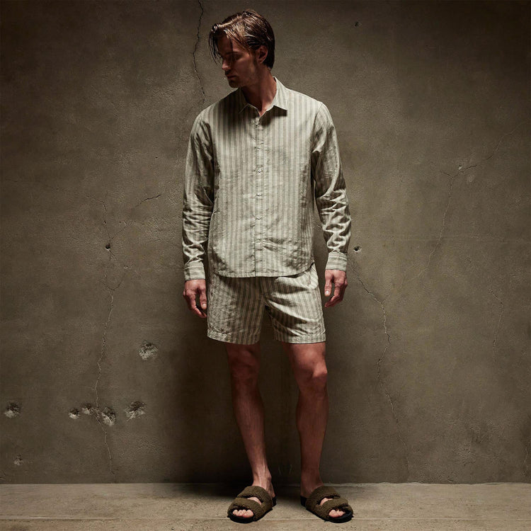 Striped Classic Shirt in Magma/Natural | James Perse Los Angeles
