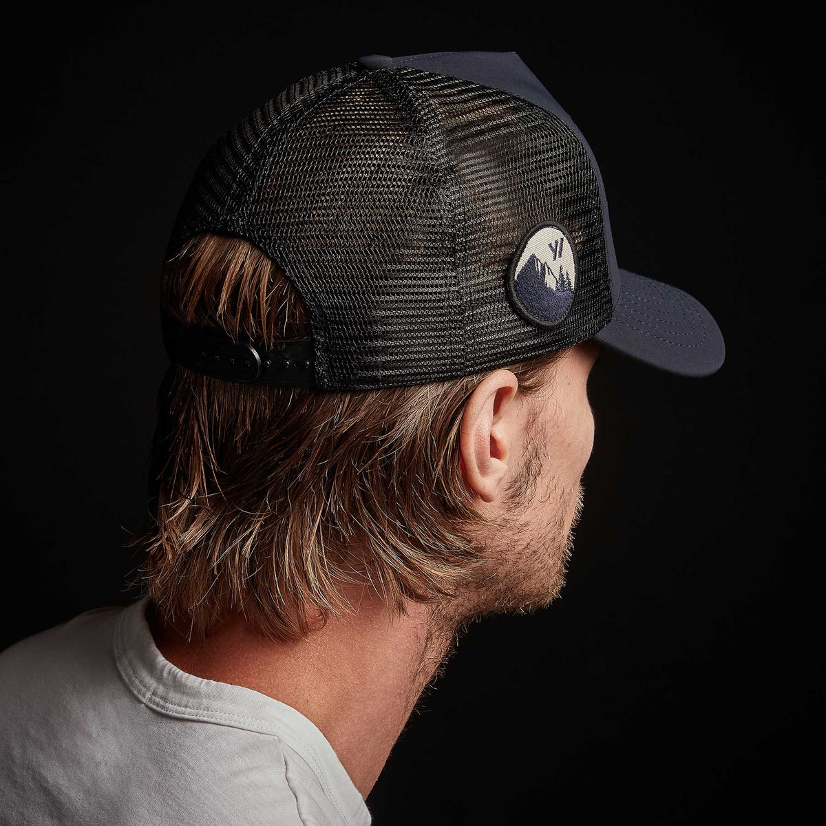 Y/OSEMITE Patch Trucker Hat in Navy | James Perse Los Angeles