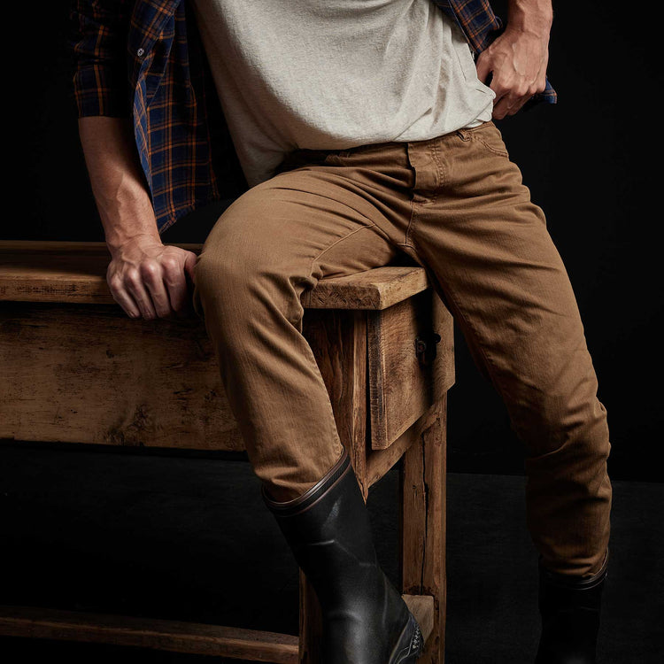 Slub Cotton Drill 5 Pocket Pan in Acorn Pigment | James Perse Los Angeles