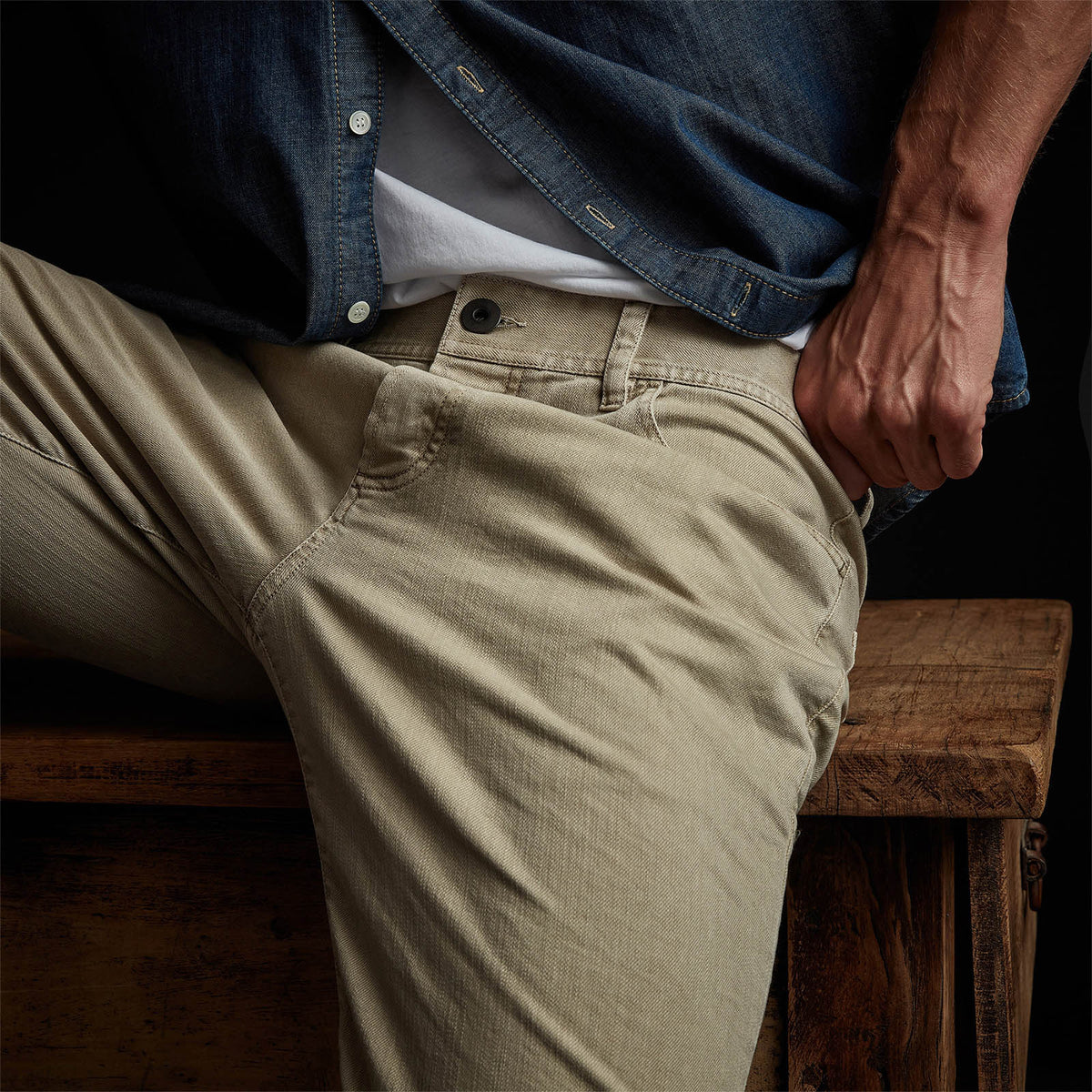 Slub Cotton Drill 5 Pocket Pan in Flax Pigment | James Perse Los Angeles
