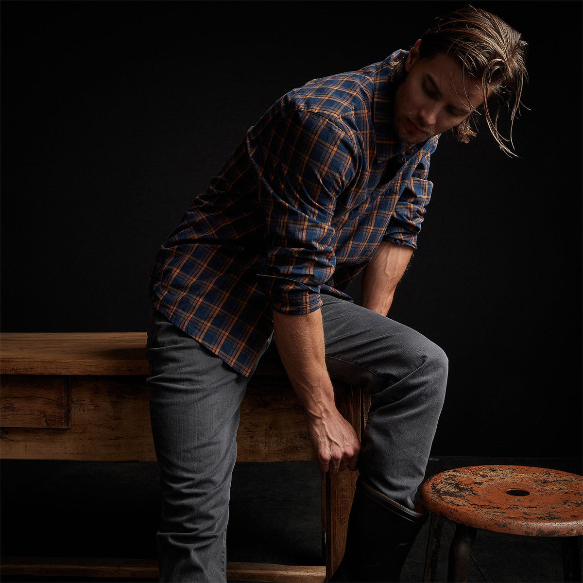 Slub Cotton Drill 5 Pocket Pan in Magma Pigment | James Perse Los Angeles
