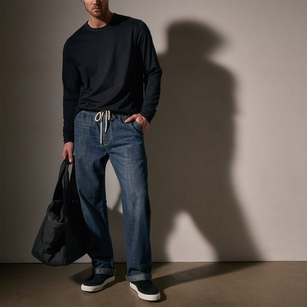 Selvedge Pull On Denim in Medium Wash | James Perse Los Angeles
