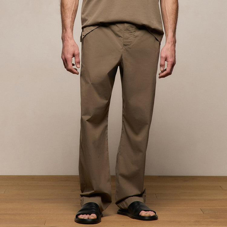 Stretch Poplin Drawstring Pant in Light Olive | James Perse Los Angeles