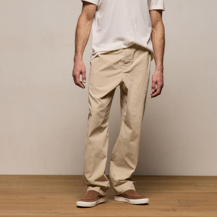 Stretch Poplin Drawstring Pant in Light Khaki | James Perse Los Angeles