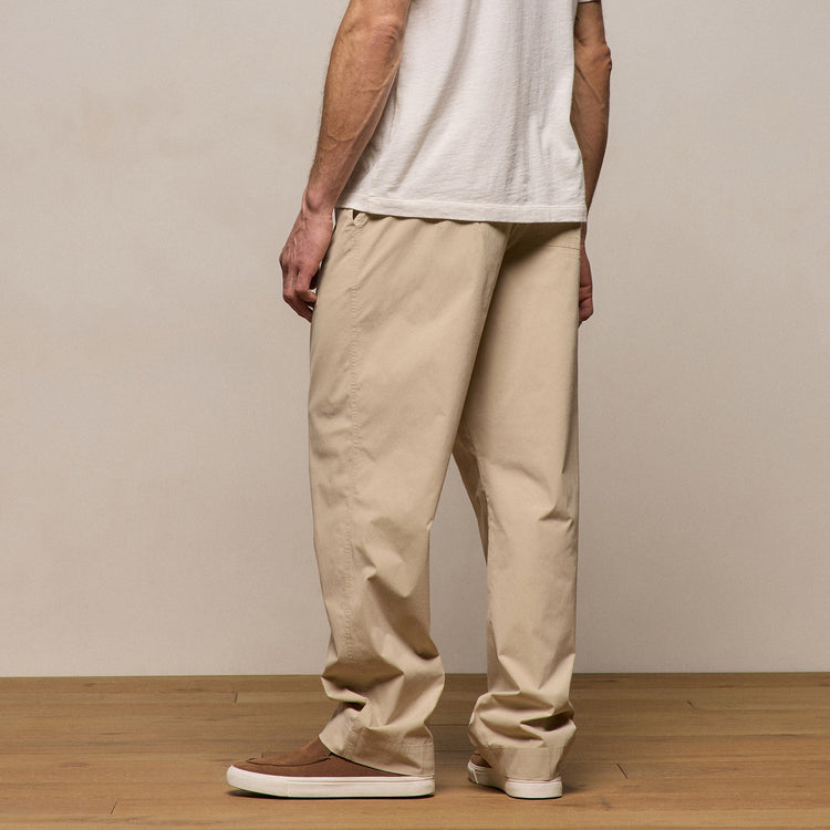 Stretch Poplin Drawstring Pant in Light Khaki | James Perse Los Angeles
