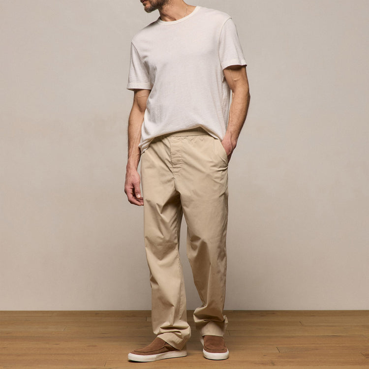 Stretch Poplin Drawstring Pant in Light Khaki | James Perse Los Angeles