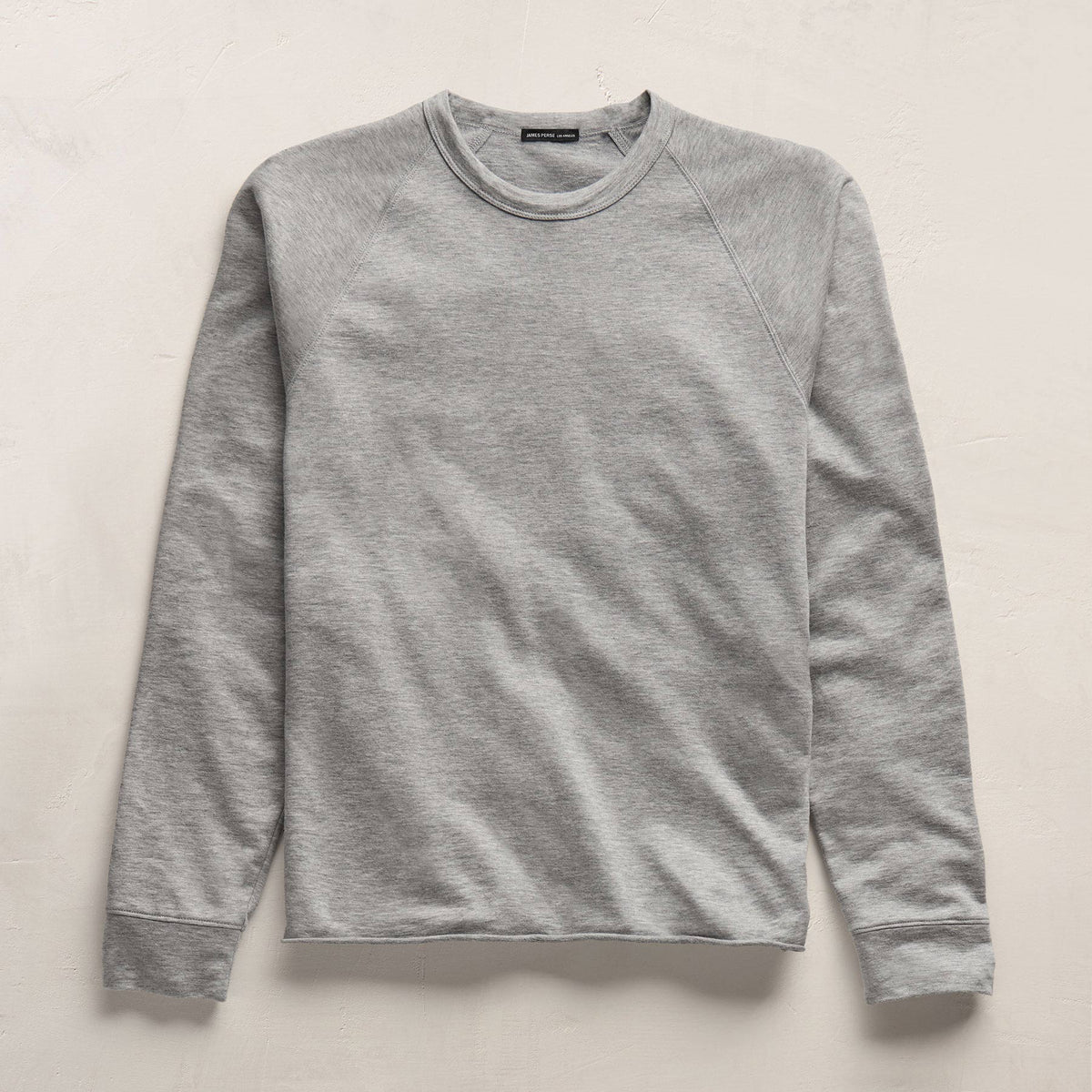 Fine French Terry Sweatshirt in Heather Grey | James Perse Los Angeles FLAT