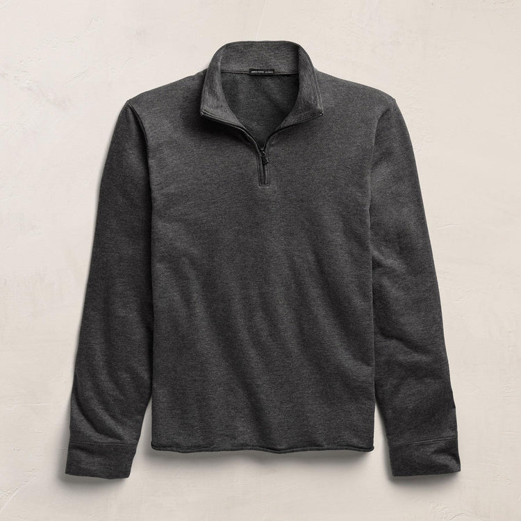Fine French Terry Half Zip in Heather Charcoal | James Perse Los Angeles