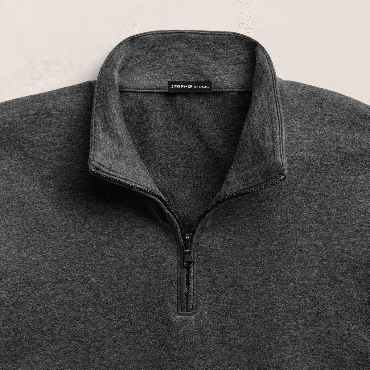 Fine French Terry Half Zip in Heather Charcoal | James Perse Los Angeles