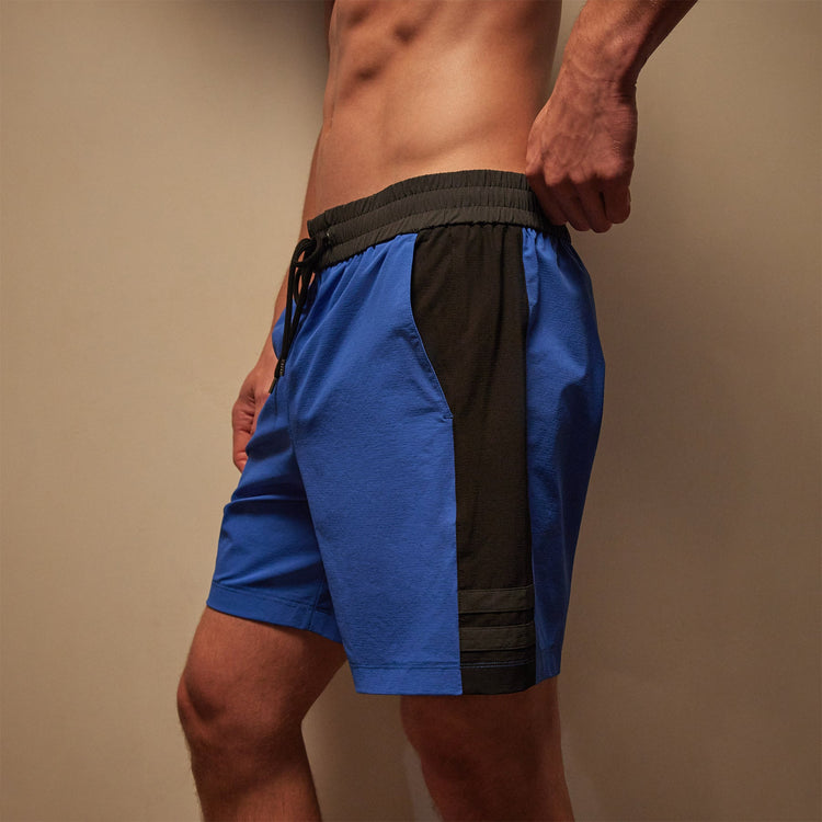 Stretch Rip Stop Sport Short in Baltic Blue/Black/Carbon | James Perse Los Angeles