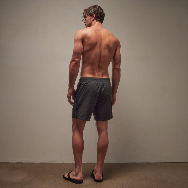 Stretch Rip Stop Stripe Short in Carbon/Black | James Perse Los Angeles