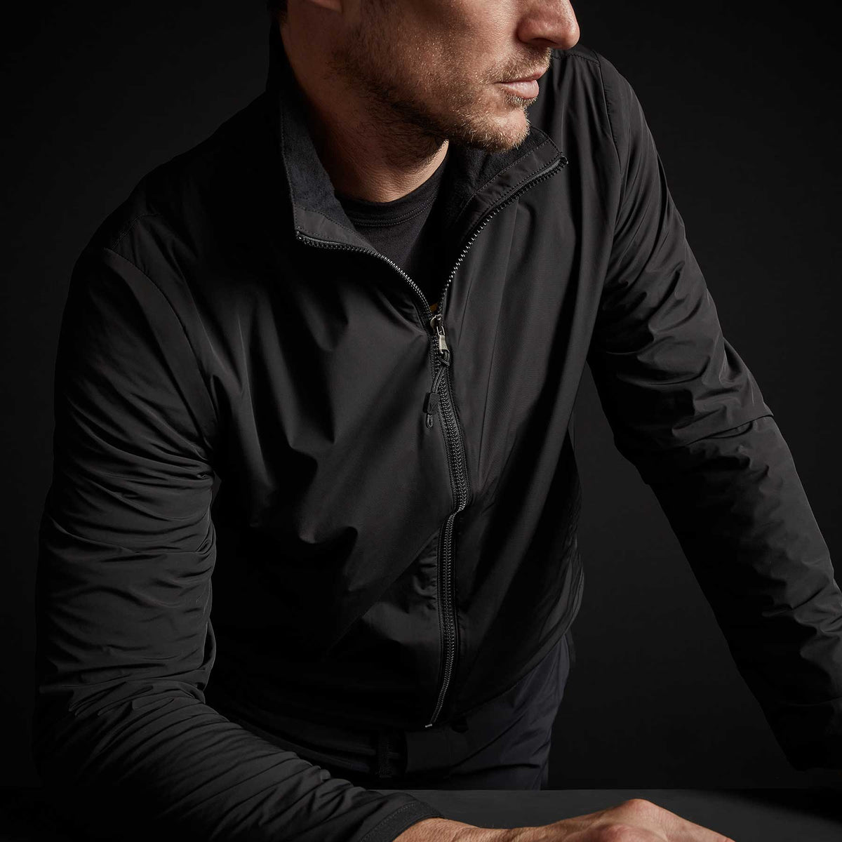 Fleece Lined Zip Up Jacket in Black | James Perse Los Angeles
