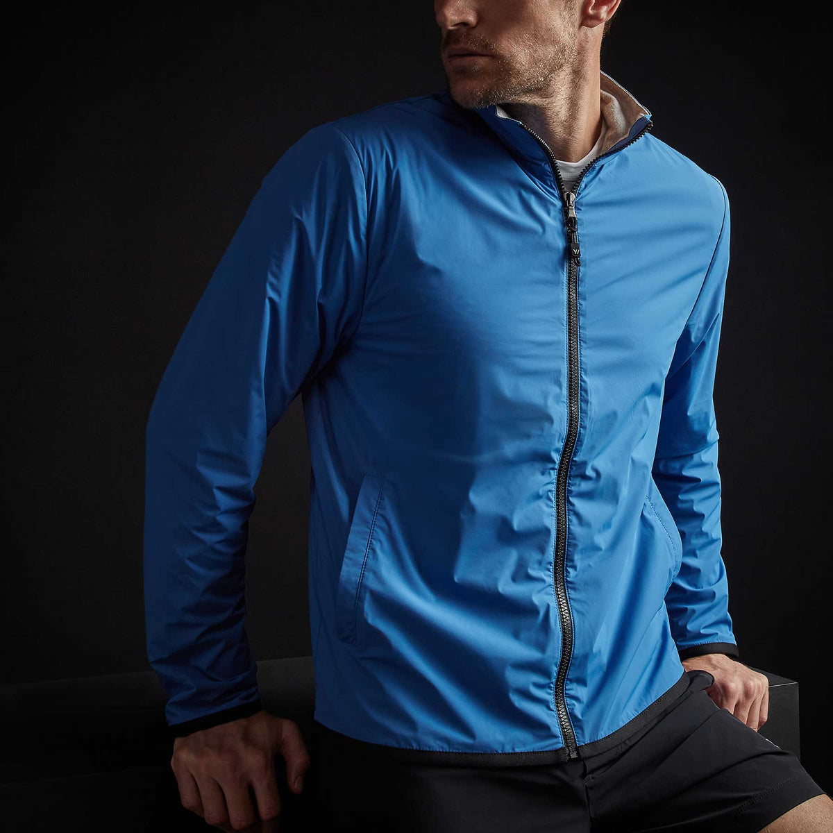 Fleece Lined Zip Up Jacket in Baltic | James Perse Los Angeles