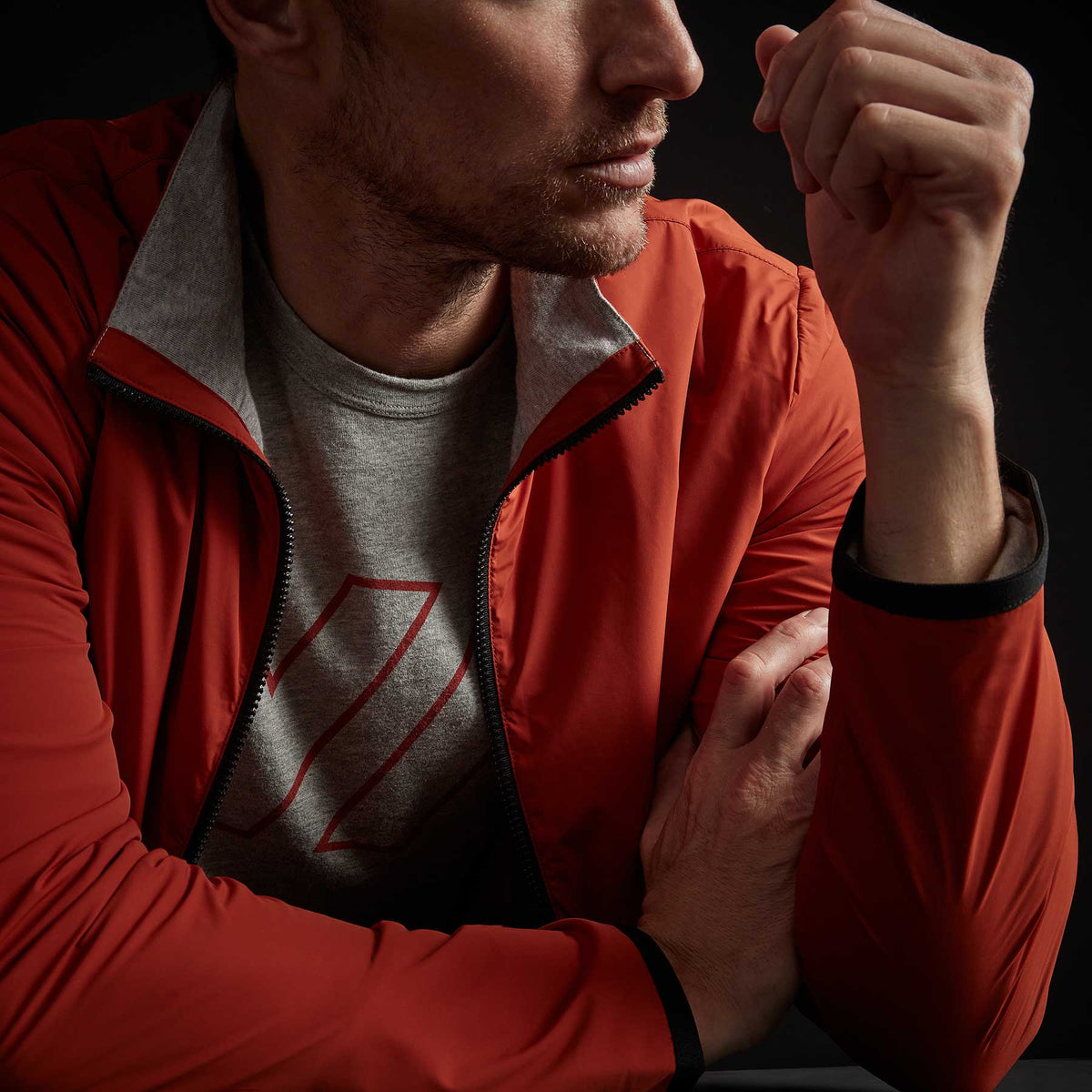 Fleece Lined Zip Up Jacket in Flame | James Perse Los Angeles