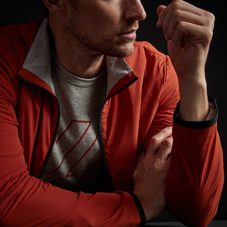 Fleece Lined Zip Up Jacket in Flame | James Perse Los Angeles