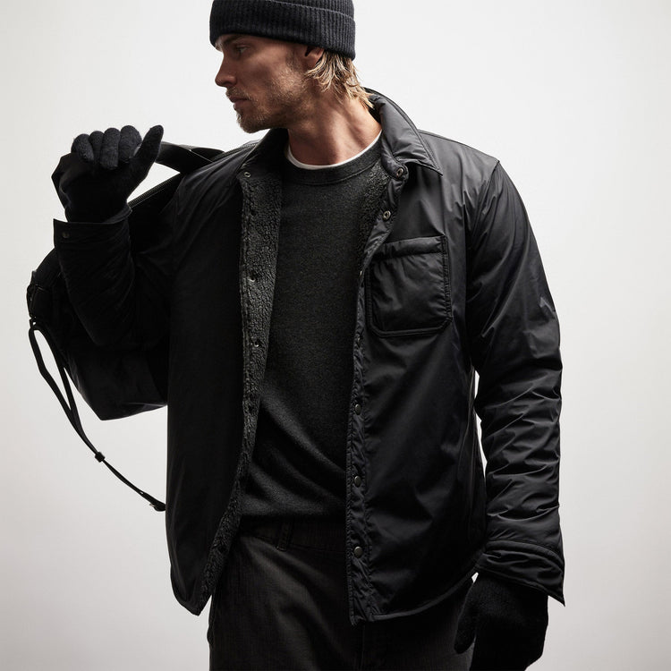 Plaid Lined Performance Jacket in Black/Carbon | James Perse Los Angeles
