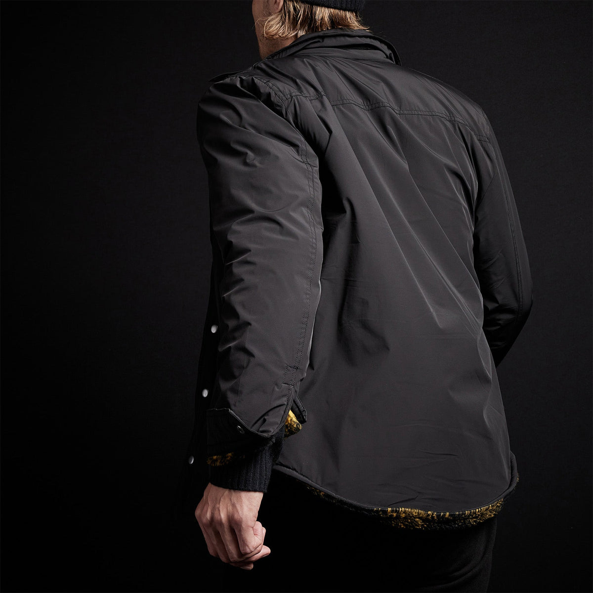 Plaid Lined Performance Jacket in Black | James Perse Los Angeles