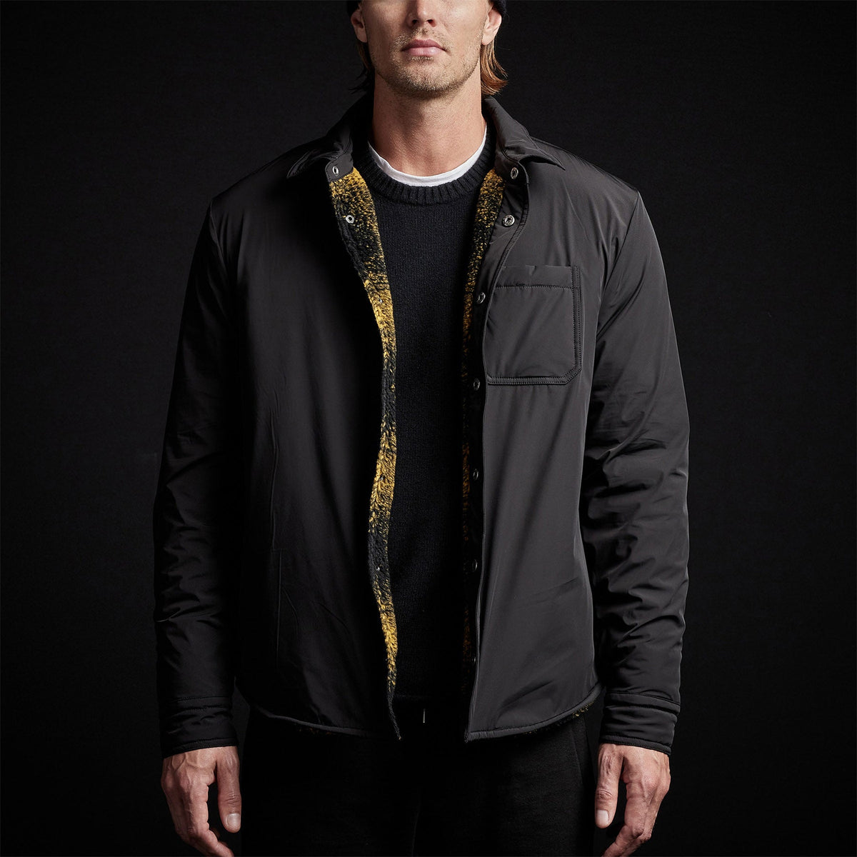 Plaid Lined Performance Jacket in Black | James Perse Los Angeles