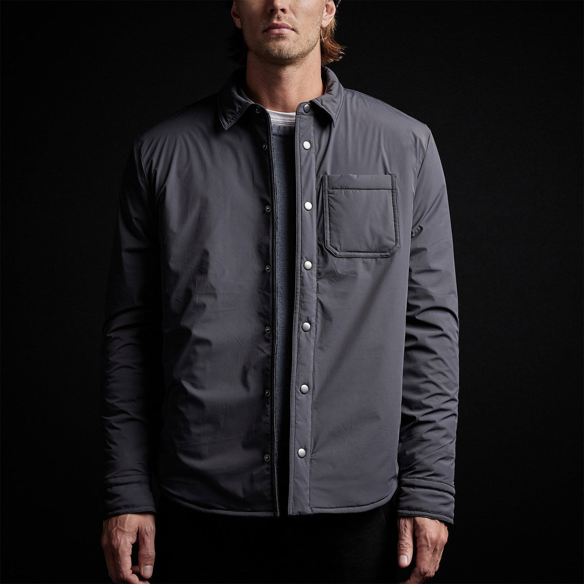 Plaid Lined Performance Jacket in Carbon | James Perse Los Angeles