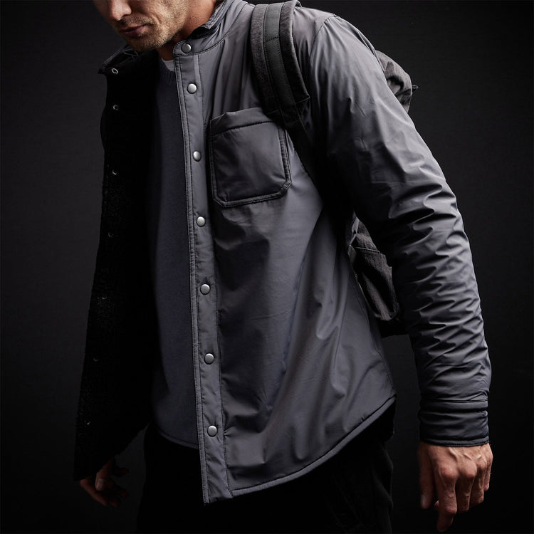 Plaid Lined Performance Jacket in Carbon | James Perse Los Angeles