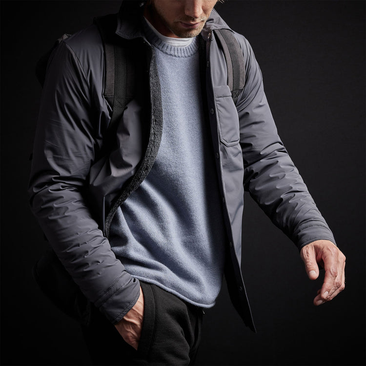 Plaid Lined Performance Jacket in Carbon | James Perse Los Angeles